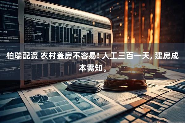 柏瑞配资 农村盖房不容易! 人工三百一天, 建房成本需知。